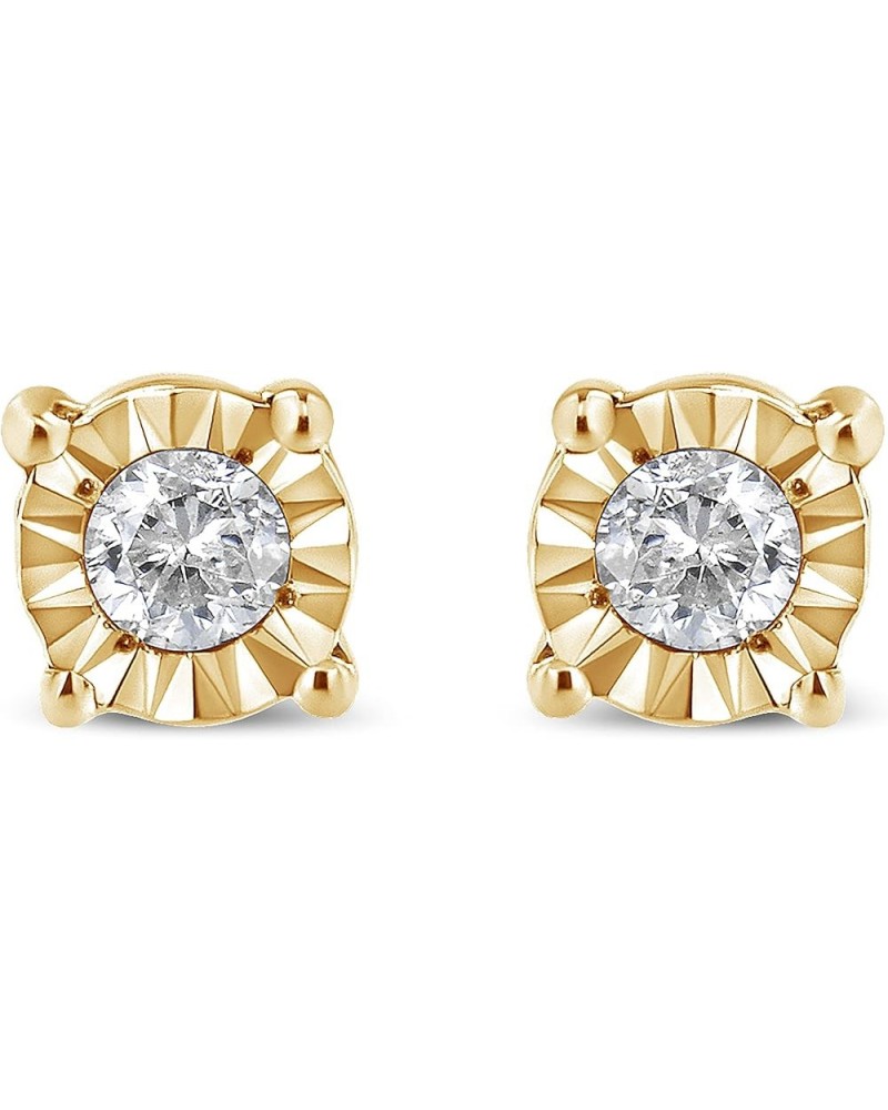 10K Rose or Yellow Gold Plated .925 Sterling Silver 1/10-1/5 Cttw Diamond Miracle-Set Stud Earrings (J-K, I2-I3) - Choice of ...