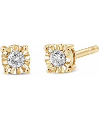 10K Rose or Yellow Gold Plated .925 Sterling Silver 1/10-1/5 Cttw Diamond Miracle-Set Stud Earrings (J-K, I2-I3) - Choice of ...