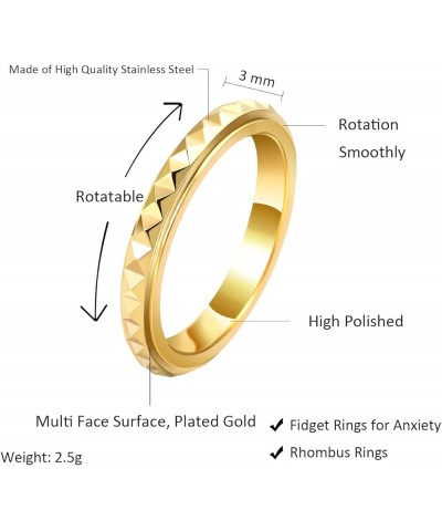 3mm Titanium Steel Anxiety Rings for Women Men Multi-faceted Wedding Band Fidget Rings for Anxiety for Women Rhombus Spinner ...