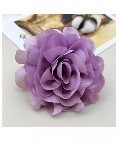 Dainty Camellia Flower Large Brooch Lapel Pins Delicate Elegant Handmade Big Fabric Rose Flower Brooches Pin Classic for Wedd...