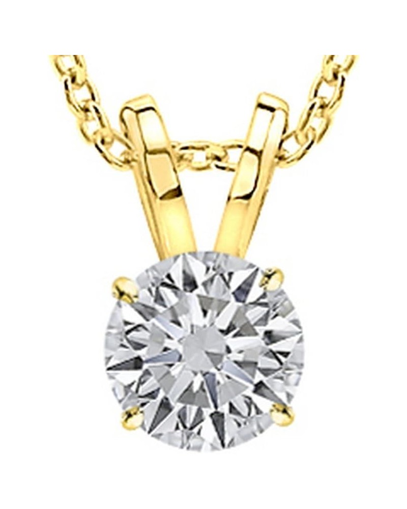 3/8-3 Carat IGI Certified LAB-GROWN Round Cut 4 Prong Diamond Pendant Necklace + 16" 14K Gold Chain Superior Collection (E-F ...