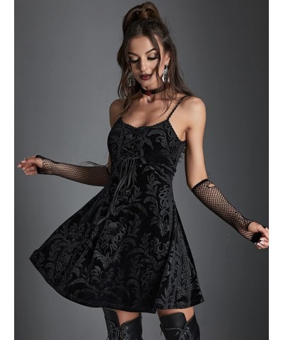 Gothic Clothes Dress,Lace Mini Sleeveless Dress Black Lace Draped Bodycon Goth Vintage Dresses Floral Print $26.93 Clothing