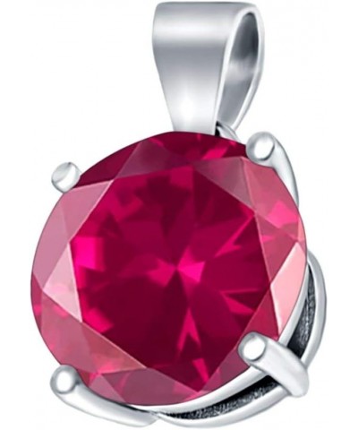 Round Simulated Cubic Zirconia Charm Pendant 925 Sterling Silver (8mm) Simulated Ruby Cubic Zirconia $9.68 Pendants