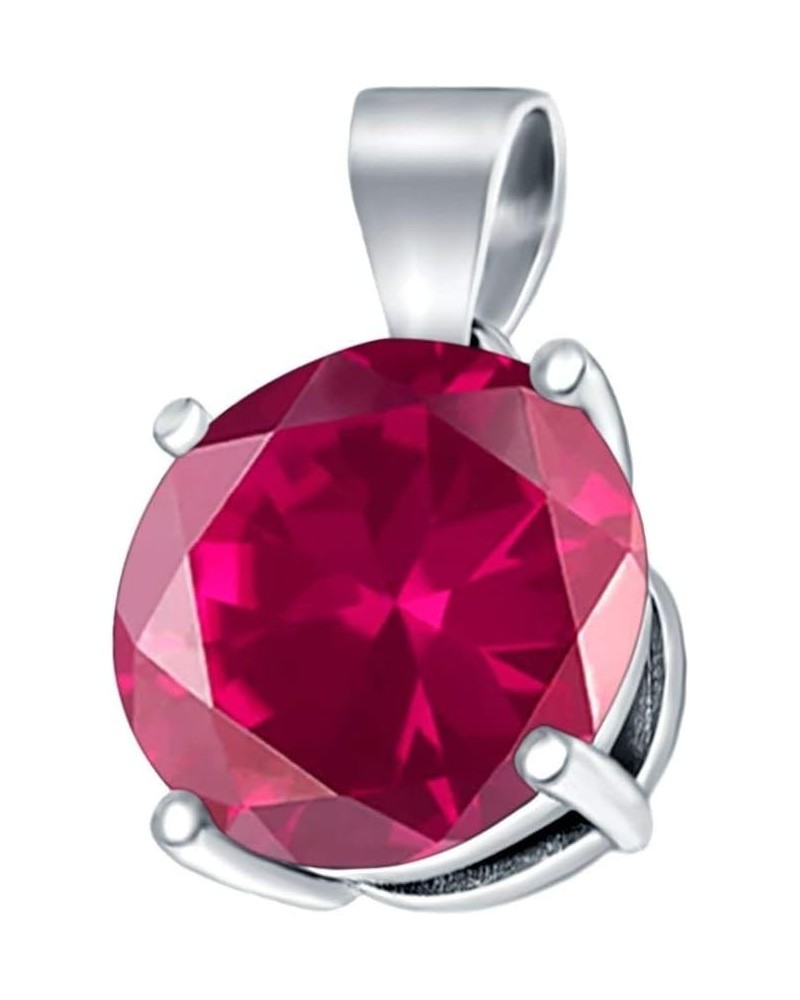 Round Simulated Cubic Zirconia Charm Pendant 925 Sterling Silver (8mm) Simulated Ruby Cubic Zirconia $9.68 Pendants