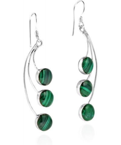 Stunning Dandelion Floating Green Malachite .925 Sterling Silver Dangle Earrings | Classy Sterling Silver Dangle Earring for ...