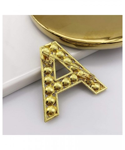 Letter Brooch Pins Letters(A-Z) Plated Metal Simulted pearl Brooches for Women girls Inspired Gift(Gold Tone) Style 3: Gold A...