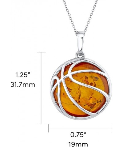 Mens Womens 925 Sterling Silver Sports Amber Pendants Necklaces 20" Chain Basketball Silver $24.96 Necklaces