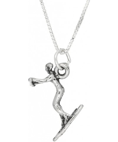 Sterling Silver Three Dimensional Water Skier Necklace 16.0 Inches $18.12 Necklaces