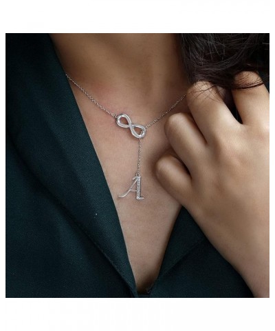 Initial Necklace For Women 8 Shaped Tassel Silver Silver Necklaces For Women A Z 26 Alphabet Initial Necklaces For Teen Girls...