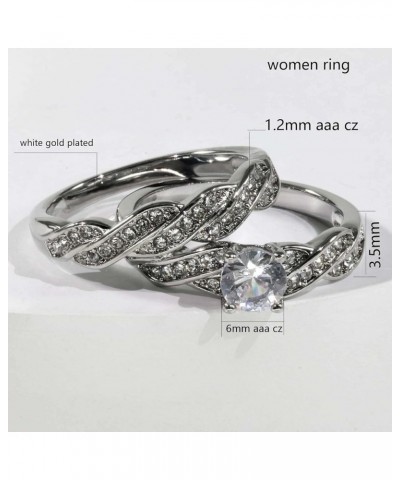 Couple Rings Matching Ring 1.5ct CZ Gold Plated Women Wedding Ring Sets for Him and Her His Her Ring Sets White women size8 &...