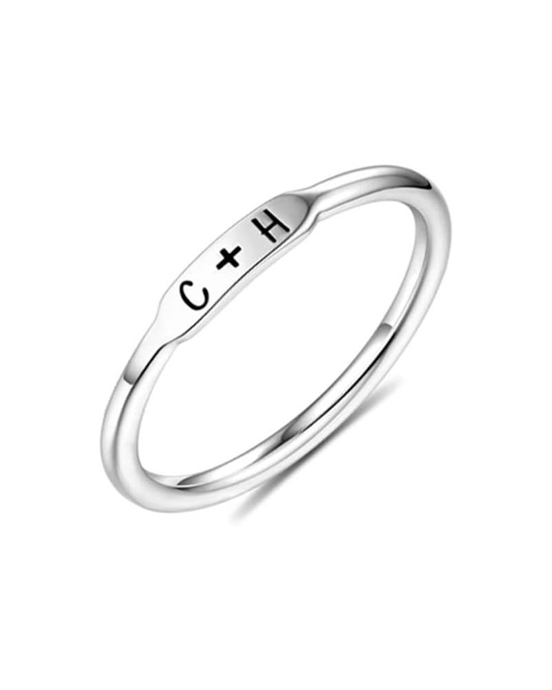 925 Sterling Silver Personalized Name Ring Engraved Name Ring Custom Jewelry Birthday Gifts for Women Mom, Size 5-15 Silver S...