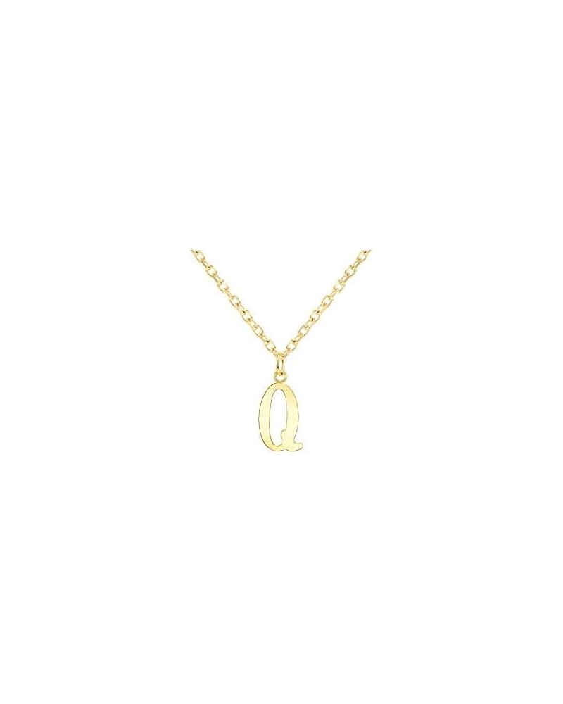 Solid 10k Yellow Gold Personalized Initial Letter A-Z Pendant Necklace Q $43.20 Necklaces