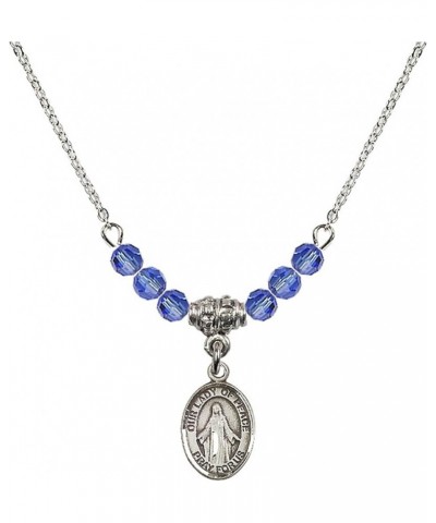 September Birth Month Bead Necklace with Catholic Patron Saint Petite Charm, 18 Inch Our Lady of Peace $27.25 Necklaces