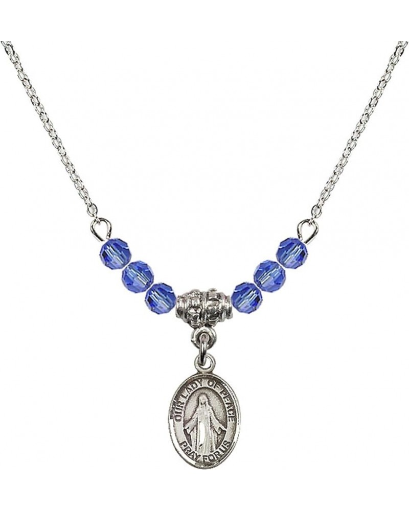 September Birth Month Bead Necklace with Catholic Patron Saint Petite Charm, 18 Inch Our Lady of Peace $27.25 Necklaces