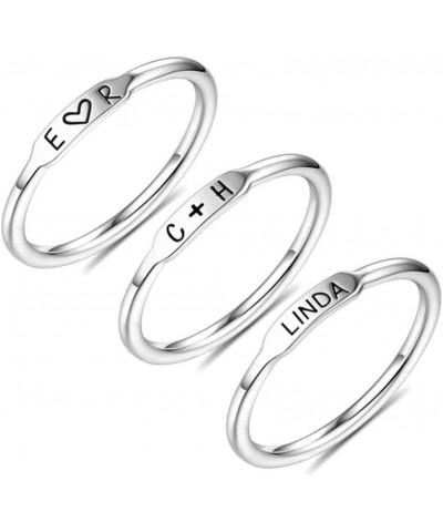 925 Sterling Silver Personalized Name Ring Engraved Name Ring Custom Jewelry Birthday Gifts for Women Mom, Size 5-15 Silver S...