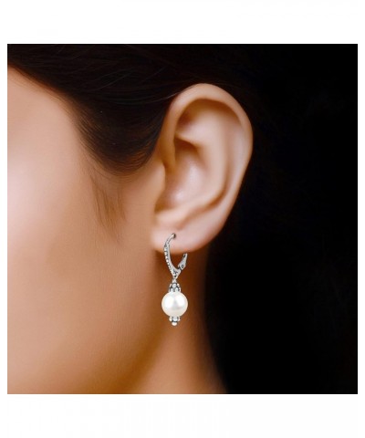 925 Sterling Silver Pearl Earrings Hanging Pearl Leverback Earring for Women Caviar Pearl Leverback $16.23 Earrings