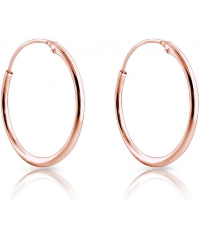 925 Sterling Silver 18K Rose Gold Plated TINY/SMALL/MEDIUM/LARGE Endless Hoops/Sleepers Earrings - Thickness 1.2 mm - Outer D...