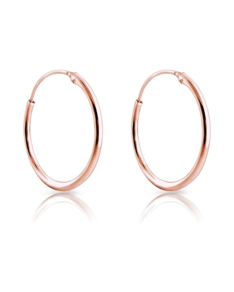 925 Sterling Silver 18K Rose Gold Plated TINY/SMALL/MEDIUM/LARGE Endless Hoops/Sleepers Earrings - Thickness 1.2 mm - Outer D...