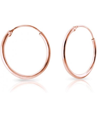 925 Sterling Silver 18K Rose Gold Plated TINY/SMALL/MEDIUM/LARGE Endless Hoops/Sleepers Earrings - Thickness 1.2 mm - Outer D...