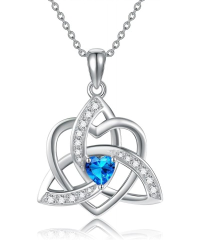 Celtic Knot Triquetra Necklace 925 Sterling Silver December Birthstone Blue Heart Celtic Trinity Love Knot Pendant Necklace I...