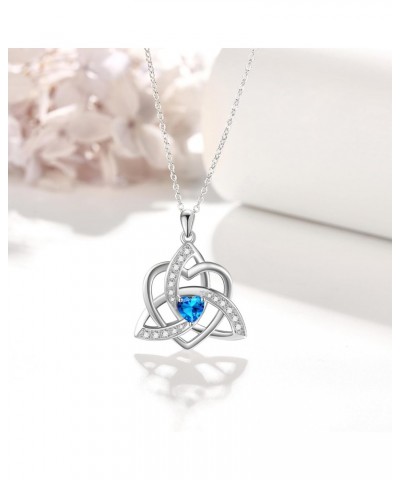 Celtic Knot Triquetra Necklace 925 Sterling Silver December Birthstone Blue Heart Celtic Trinity Love Knot Pendant Necklace I...