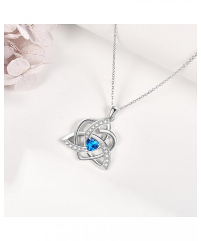 Celtic Knot Triquetra Necklace 925 Sterling Silver December Birthstone Blue Heart Celtic Trinity Love Knot Pendant Necklace I...