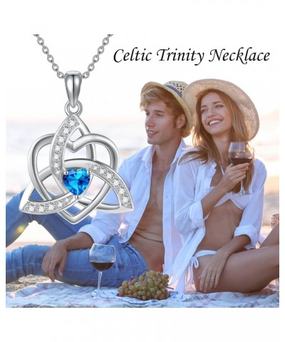 Celtic Knot Triquetra Necklace 925 Sterling Silver December Birthstone Blue Heart Celtic Trinity Love Knot Pendant Necklace I...