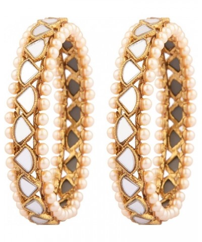 Fashion Jewelry Indian Bollywood Faux Pearl Kundan Rhinestone Floral Bracelet Bangle Style 1 (2 Pcs) 2-8 $14.74 Bracelets