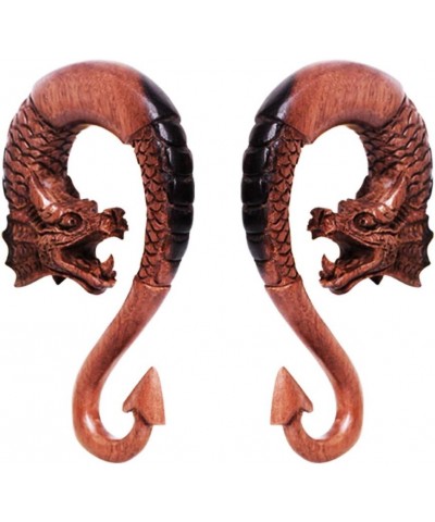 Pair of Ebony Wood Dragon Ornamental Hanging Taper Earrings with Arrow Tail Earrings 1/2 $24.74 Body Jewelry