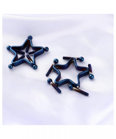 1 Pair Body Piercing Clamp Adjustable Geometric Stars Nipple Shields Rings Non Piercing Screw Body Piercing Clamp Colorful (S...