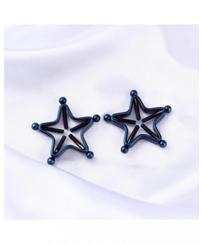 1 Pair Body Piercing Clamp Adjustable Geometric Stars Nipple Shields Rings Non Piercing Screw Body Piercing Clamp Colorful (S...