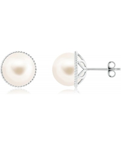 Natural Freshwater Cultured Pearl Solitaire Stud Earrings for Women Girls in Sterling Silver/14K Solid Gold | June Birthstone...