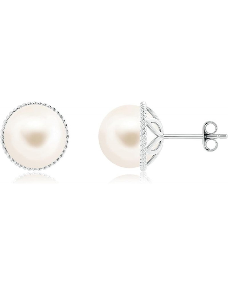 Natural Freshwater Cultured Pearl Solitaire Stud Earrings for Women Girls in Sterling Silver/14K Solid Gold | June Birthstone...