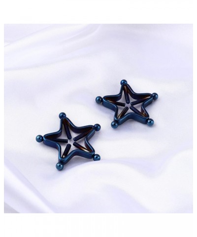 1 Pair Body Piercing Clamp Adjustable Geometric Stars Nipple Shields Rings Non Piercing Screw Body Piercing Clamp Colorful (S...