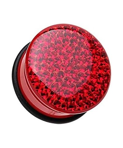 Brilliant Sparkles Color Body Single Flared Ear Gauge Plug 1" (25mm), Red $16.23 Body Jewelry