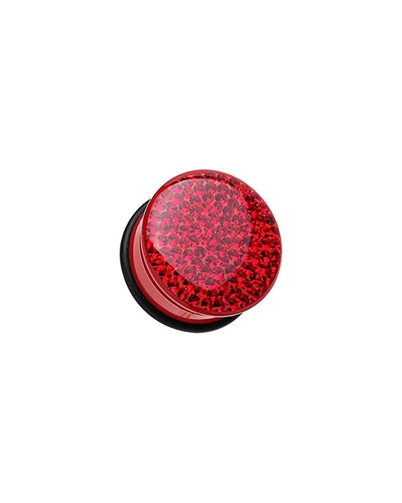 Brilliant Sparkles Color Body Single Flared Ear Gauge Plug 1" (25mm), Red $16.23 Body Jewelry