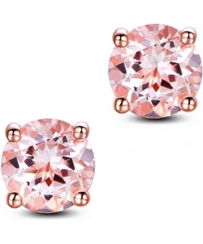 Round cut Morganite Rose Gold Plated 925 Sterling Silver Stud Earrings Fine Jewelry for Women 3mm 4mm 5mm 6mm 3mm $14.04 Others