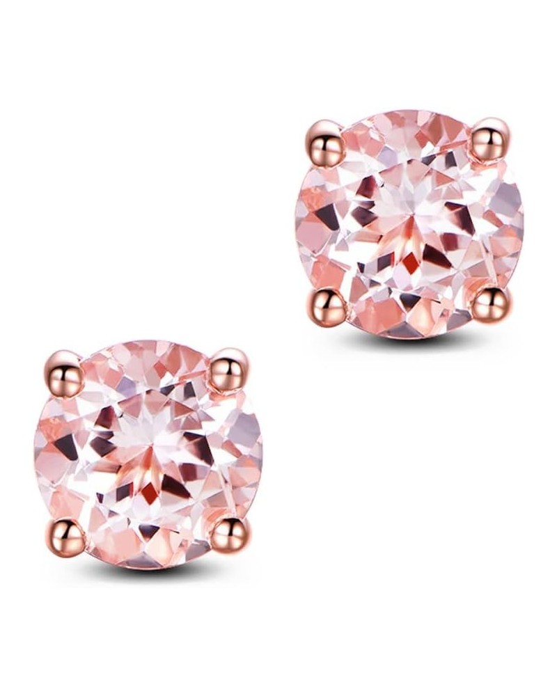 Round cut Morganite Rose Gold Plated 925 Sterling Silver Stud Earrings Fine Jewelry for Women 3mm 4mm 5mm 6mm 3mm $14.04 Others