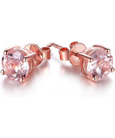 Round cut Morganite Rose Gold Plated 925 Sterling Silver Stud Earrings Fine Jewelry for Women 3mm 4mm 5mm 6mm 3mm $14.04 Others