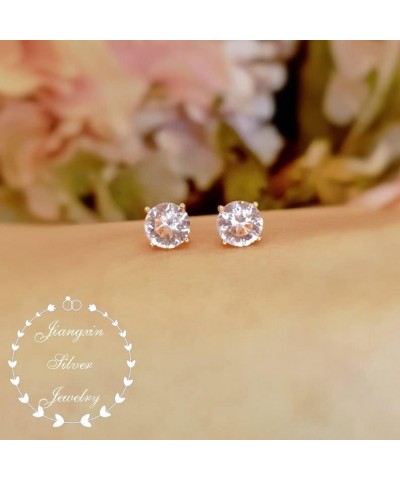 Round cut Morganite Rose Gold Plated 925 Sterling Silver Stud Earrings Fine Jewelry for Women 3mm 4mm 5mm 6mm 3mm $14.04 Others