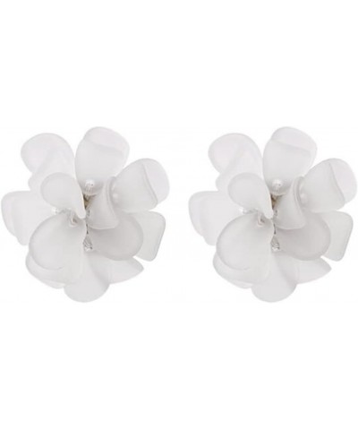 Flower Acrylic Stud Earrings for Women Rose Flower Cute Earring Green White Flower Earrings White $6.47 Earrings