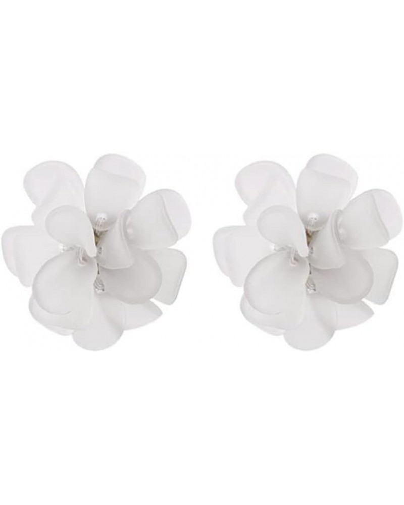 Flower Acrylic Stud Earrings for Women Rose Flower Cute Earring Green White Flower Earrings White $6.47 Earrings