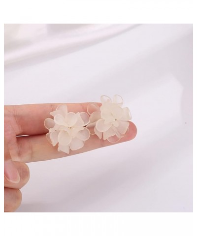 Flower Acrylic Stud Earrings for Women Rose Flower Cute Earring Green White Flower Earrings White $6.47 Earrings