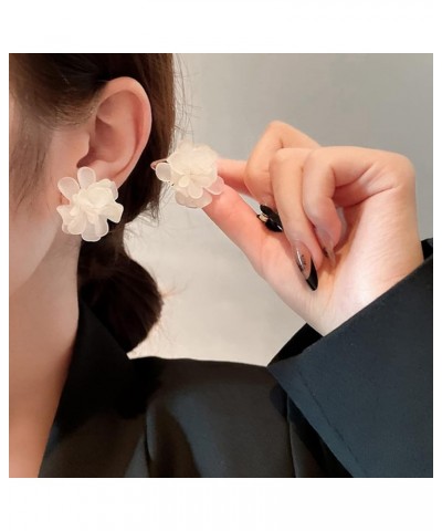 Flower Acrylic Stud Earrings for Women Rose Flower Cute Earring Green White Flower Earrings White $6.47 Earrings