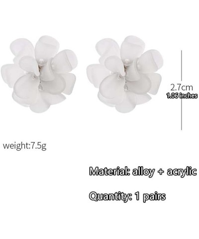 Flower Acrylic Stud Earrings for Women Rose Flower Cute Earring Green White Flower Earrings White $6.47 Earrings