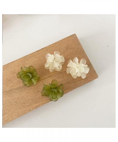 Flower Acrylic Stud Earrings for Women Rose Flower Cute Earring Green White Flower Earrings White $6.47 Earrings