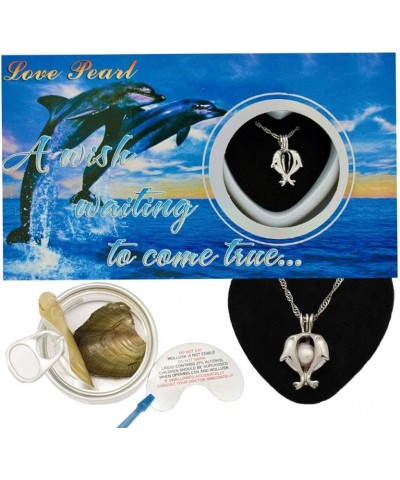 Dolphin Pearl Oyster Locket Cage Necklace Dolphin Gifts Jewelry for Women $8.24 Necklaces