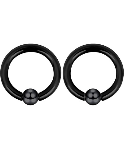 2 PCS 316 Stainless Steel Piercing Hoop Captive Bead Rings Tragus Ear Tunnels Hanger Weight Gauges Body Jewelry 12G-00G 6G (4...