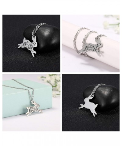 Stainless Steel Rabbit Shape Pendant Necklace Engraved Moon Mountain Star Pattern Animal Bunny Charm Cute Jewelry for Women G...