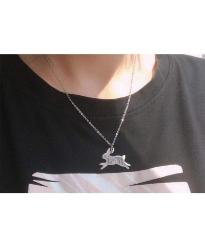 Stainless Steel Rabbit Shape Pendant Necklace Engraved Moon Mountain Star Pattern Animal Bunny Charm Cute Jewelry for Women G...